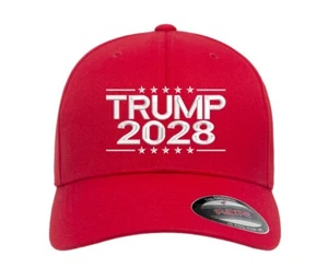 Trump 2028 Embroidered Flexfit Fitted Hat MAGA America Election - Picture 1 of 24