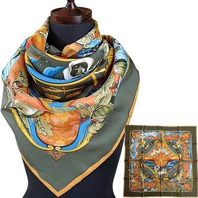 Hermes "RYTHMES DU MONDE" Carre 90 Seda 100% Bufanda Rara Foto 1 de 4