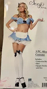 Ultra Sexy Alice In Wonderland Halloween Costume by Leg Avenue - Skirt, Bra Top - Picture 1 of 4