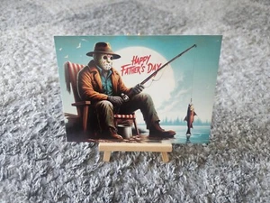 FRIDAY THE 13TH JASON VOORHEES FISHING HAPPY FATHERS DAY 5X7 GREETING POST CARD - Picture 1 of 2