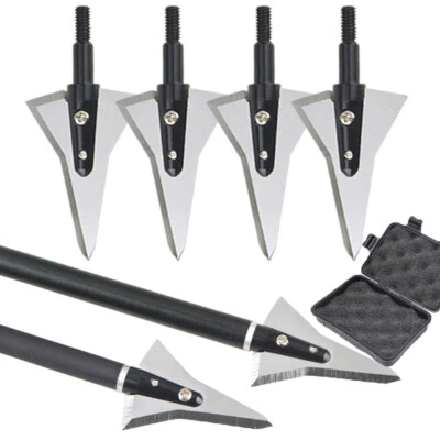 Archery Broadheads Blade Arrowheads 125gr Field Tips Recurve Bow Arrows Hunting - Image 1 of 4