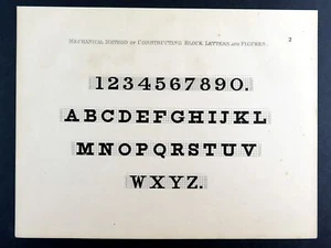 Blocco meccanico, 1877 Frederick S. Copley stampa alfabeto calligrafia vintage - Foto 1 di 3