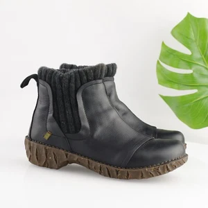 El Naturalista Women Yggdrasil N158 Boot Size 42 11 Black Leather Chelsea Bootie - Picture 1 of 14