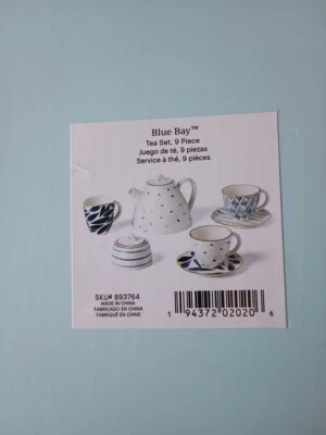 Lenox Blue Bay 9-Piece Tea Set. Teapot /Lid , Sugar W/Lid,  Creamer 2 Cups Box - Image 1 of 4