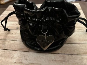 GUESS Black Drawstring Quilted Storage Pouch Bag For Jewelry - Picture 1 of 5