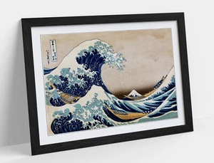 HOKUSAI, THE GREAT WAVE OFF KANAGAWA -FRAMED ART POSTER PAINTING PRINT 4 SIZES - Picture 1 of 10