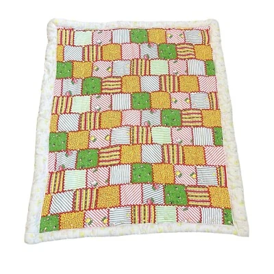 Manta de bebé hecha a mano vintage colorida retazos 36,5x42 Foto 1 de 4