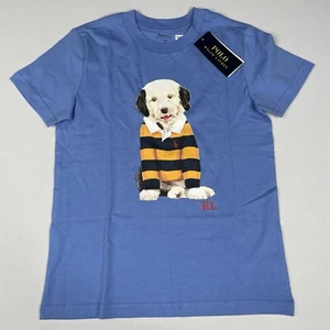 Polo Ralph Lauren Boys Size 7, Dog, Short Sleeve Blue T-Shirt - Picture 1 of 5