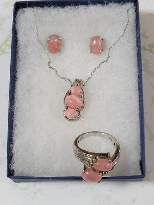 VENTA Collar/Pendiente/Anillo Topacio Rosa Puro (S/5) Rodio Sobre Plata de Ley  Foto 1 de 4