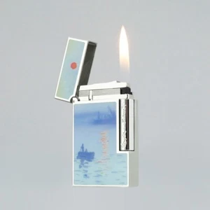 Encendedor Line 2 Monet Edición Limitada Laca Azul Sonido Ping Butano Recargable - Imagen 1 de 5