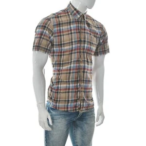 Camisa Oxford Camel Active Para Hombre de Un Bolsillo Calce Regular Manga Corta A Cuadros Talla M - Imagen 1 de 5