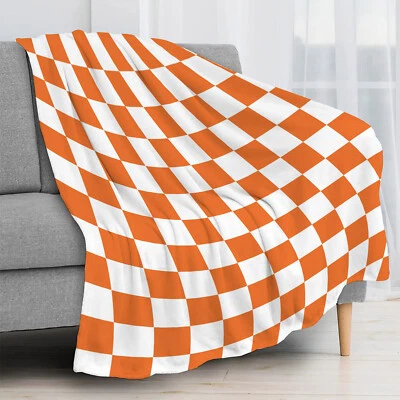 Manta abstracta a cuadros naranja a cuadros para sofá cama sofá decoración del hogar Foto 1 de 4
