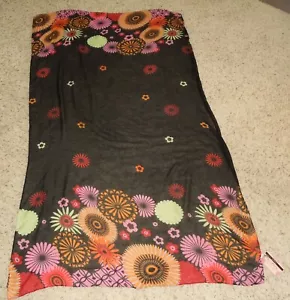 NWT Tickled Pink Scarf Wrap Black w/ Bold Multicolor Flowers ~ 39" x 68" - Picture 1 of 5