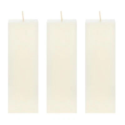 Mega Velas - Sin Perfume 2"x 6" Vertido a Mano SQR Premium Pilar Vela Marfil 3 Piezas Foto 1 de 3