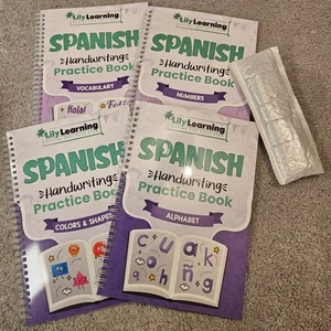 Lily Learning Spanish Handwriting Starter Kit 4 Reusable Practice Books w/ Pen - Picture 1 of 7