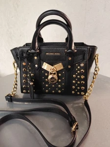 Original Michael Kors Nouveau Hamilton Tasche Nieten schwarz gold Leder NEU - Bild 1 von 11