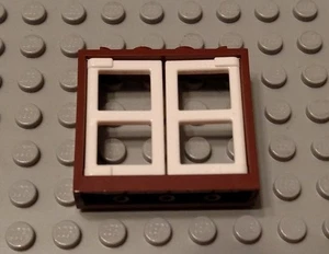 LEGO Reddish Brown 1x4x3 Window with White Panes - Picture 1 of 1
