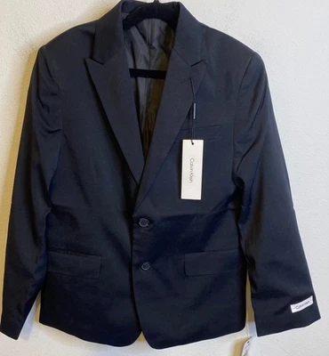 NUEVO Traje Chaqueta Blazer Calvin Klein Niños Negro Talla 10 HUSKY Fit 2 Botones Foto 1 de 4