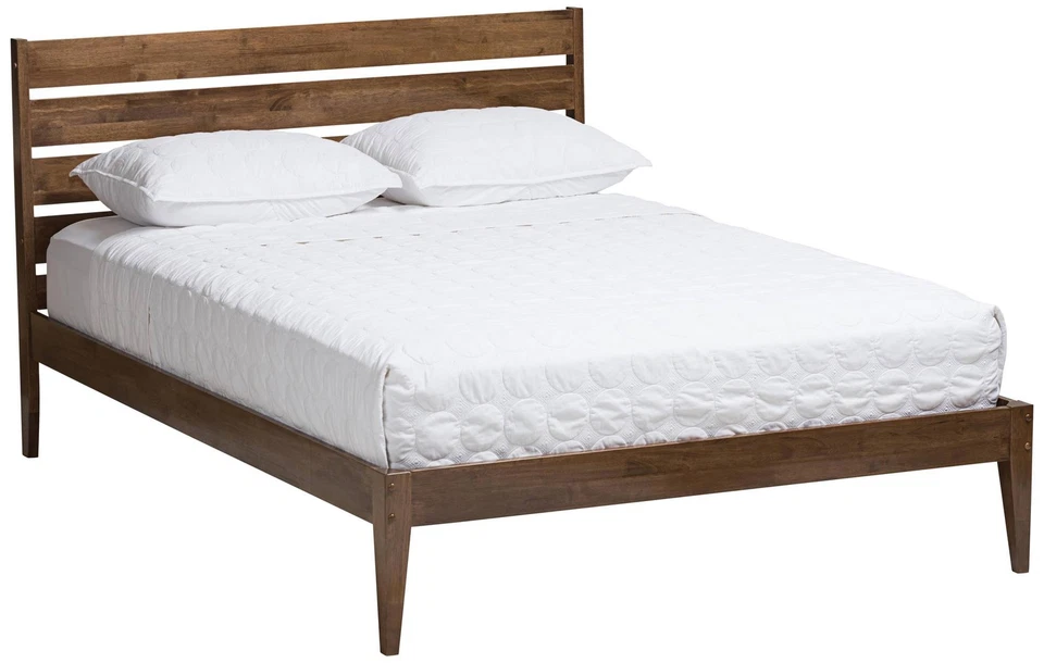 Baxton Studio Elmdon Walnut Wood Full Platform Bed Foto 1 de 3
