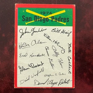 1974 Topps Set SAN DIEGO PADRES EQUIPO ROJO LISTA DE VERIFICACIÓN TARJETA SIN MARCAR - EX - Imagen 1 de 2