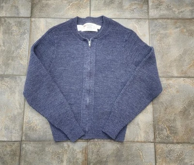 Vintage 80s USPS Men's Medium Full Zip Acrylic Regulation Postal Sweater - Image 1 of 4