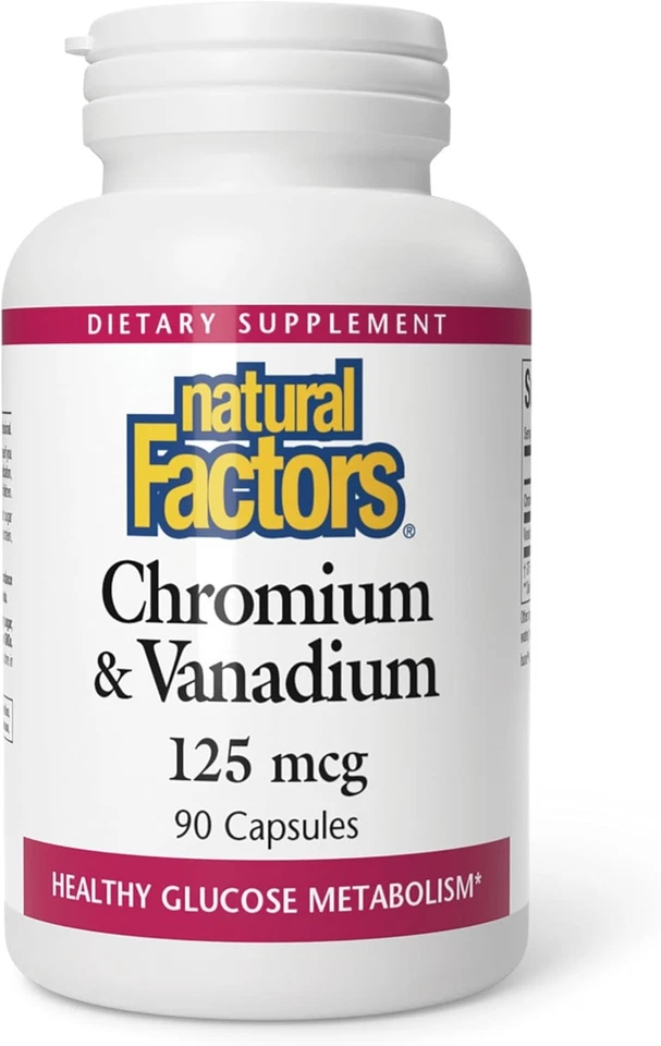 Natural Factors, Chromium & Vanadium 125 mcg, Supports Healthy Metabolism,...  Foto 1 de 4