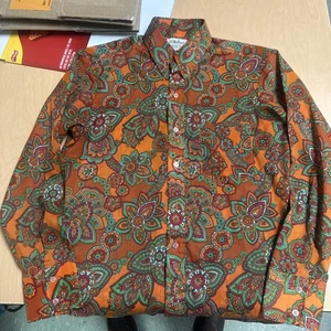 Vintage Marlboro Shirt Mens Medium 15-15 1/2 Paisley Floral Button Up Taiwan 70s - Picture 1 of 3