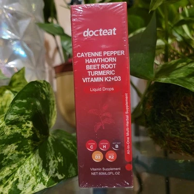 Vitamina K2 D3 Cúrcuma Remolacha Raíz Cayena Pimienta Líquido Gotas Vascu Flujo Brillo Foto 1 de 4