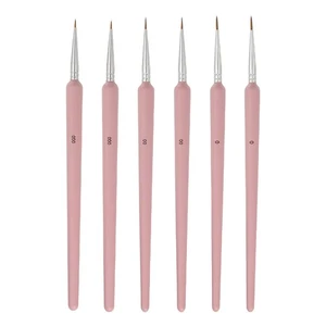6 Pezzi Pennelli per Pittura Dettagli 6,5mm/7,5mm/9,10mm Punta A Punta (000/00/0), Rosa - Foto 1 di 7