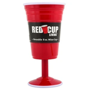 Red Cup Living Reusable Plastic Wine Cups - 8 oz Red Plastic Wine Glasses with - Picture 1 of 8