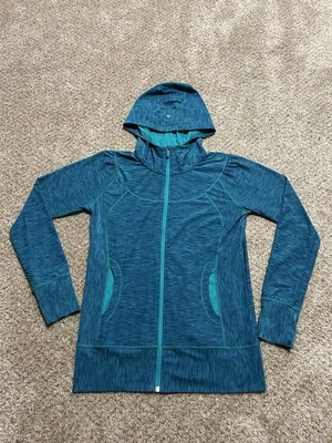 Prana Ember Zip Top Hoodie Womens Medium Dragonfly Blue Full Zip Hooded Logo - Image 1 of 4