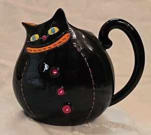 Department 56 BLACK CAT Ceramic Pitcher 9.5" X 10.5" Retired 2005 - Picture 1 of 7