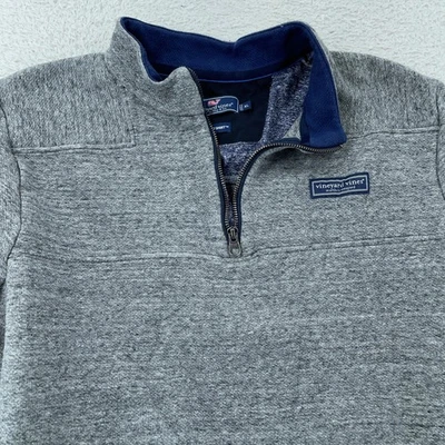 Sudadera Vineyard Vines de agua salada polar 1/4 cremallera para hombre se adapta a L camisa gris oveja Foto 1 de 4