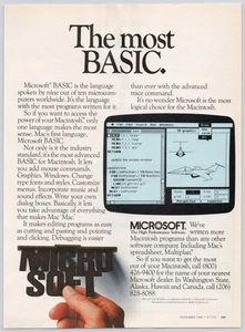 Microsoft Vintage Print Ad BASIC Programming Macintosh 1984 Byte Magazine - Picture 1 of 1