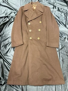 Abrigo de lana marrón vintage 1942 Segunda Guerra Mundial ejército militar de Estados Unidos Segunda Guerra Mundial talla 35 regular - Imagen 1 de 6