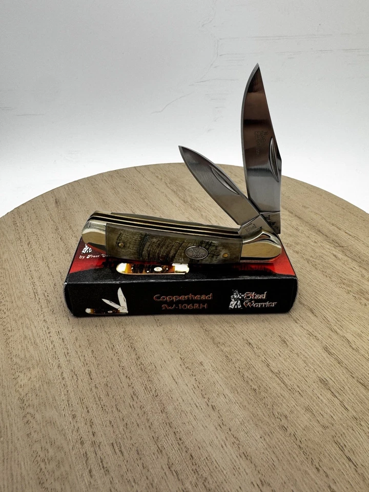 Steel Warrior Copperhead SW-106RH 3 1/4” Closed Pocket Knife Ram Horn **NIB** - Image 1 of 4