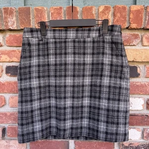 Gonna di lana a quadri Eddie Bauer grigia taglia 8 Mercer Fit Academia Y2K carriera preppy - Foto 1 di 20