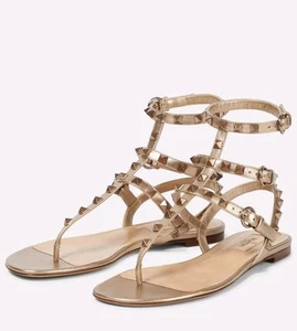 Valentino Garavani Sandalen Rockstud gold skin Gr. 39 ( 38 / 38,5 ) - Bild 1 von 4