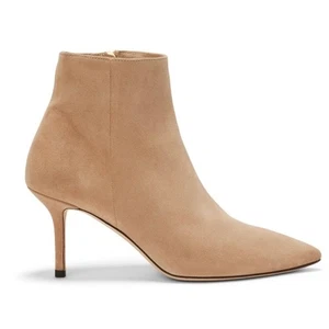 L’agence Aimee Brown Beige Suede Pointed Toe Heeled Ankle Boots Women’s 7.5 - Picture 1 of 11