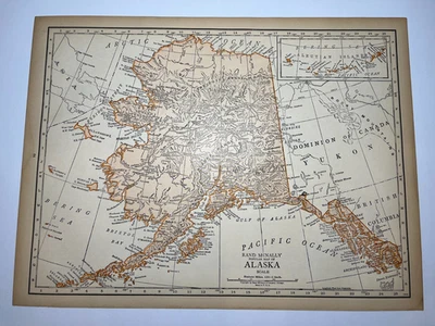1925 "Copper" ALASKA State Map fm 1925 Rand-McNally Atlas SEE DESCRIP - Image 1 of 3