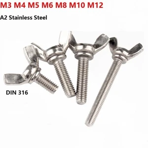 Wing Bolts 304 Stainless Steel Butterfly Screw Thumb Screws M3 M4 M5 M6 M8 - M12 - Picture 1 of 78