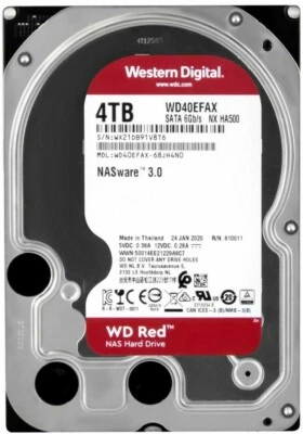 FESTPLATTE WD RED 4TB 5400U/min 256MB SATA III WD40EFAX NASWARE 3.0 NX HA500 3.5 - Bild 1 von 4