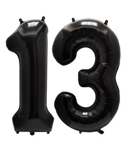 AULE 40 Inch Jumbo Black Foil Mylar Number Balloons for Boy Girl 13th Birthda... - Picture 1 of 4