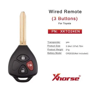 XHORSE XKTO24EN Wired Remote Key for Toyota Models Right 3 Buttons for VVDI2 - Picture 1 of 6