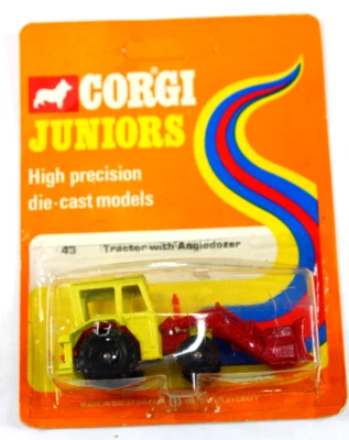 1973 Corgi Juniors #43 Tractor with Angledozer Yellow Red United Kingdom NEW NOS - Image 1 of 4