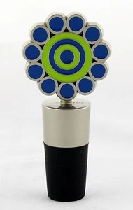 Blue Daisy Flower Metal Bottle Topper Stopper NEW wine oil garden summer round - Picture 1 of 3
