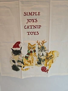 Cat Theme Set Of 2  Kitchen Hand Towels Tea Towels. 1 Cat/1 Festive  18x26 - Picture 1 of 9