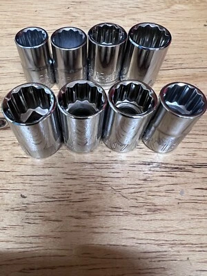 8 PC CRAFTSMAN 1/2" SOCKET SET SAE/METRIC SHALLOW FREE SHIP - Image 1 of 2