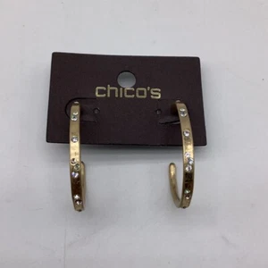 Chico's Gold/ Crystal Hoop Earrings NWTS - Picture 1 of 3