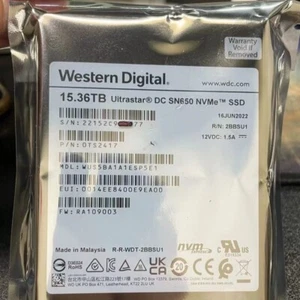 15.36TB SSD WD U2 Ultrastar DC SN650 NVMe WUS5BA1A1ESP5E1 R/N:2BBSU1 FW:RA109003 - Picture 1 of 2